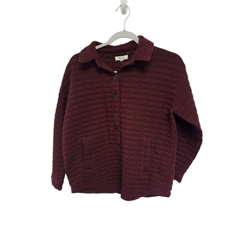 Madewell Quilted Maroon Button Front Shirt Jacket XS Puffer Casual Outerwear